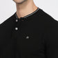 Raymond Men Black Modern Fit Solid Polo Neck Collar T-Shirt
