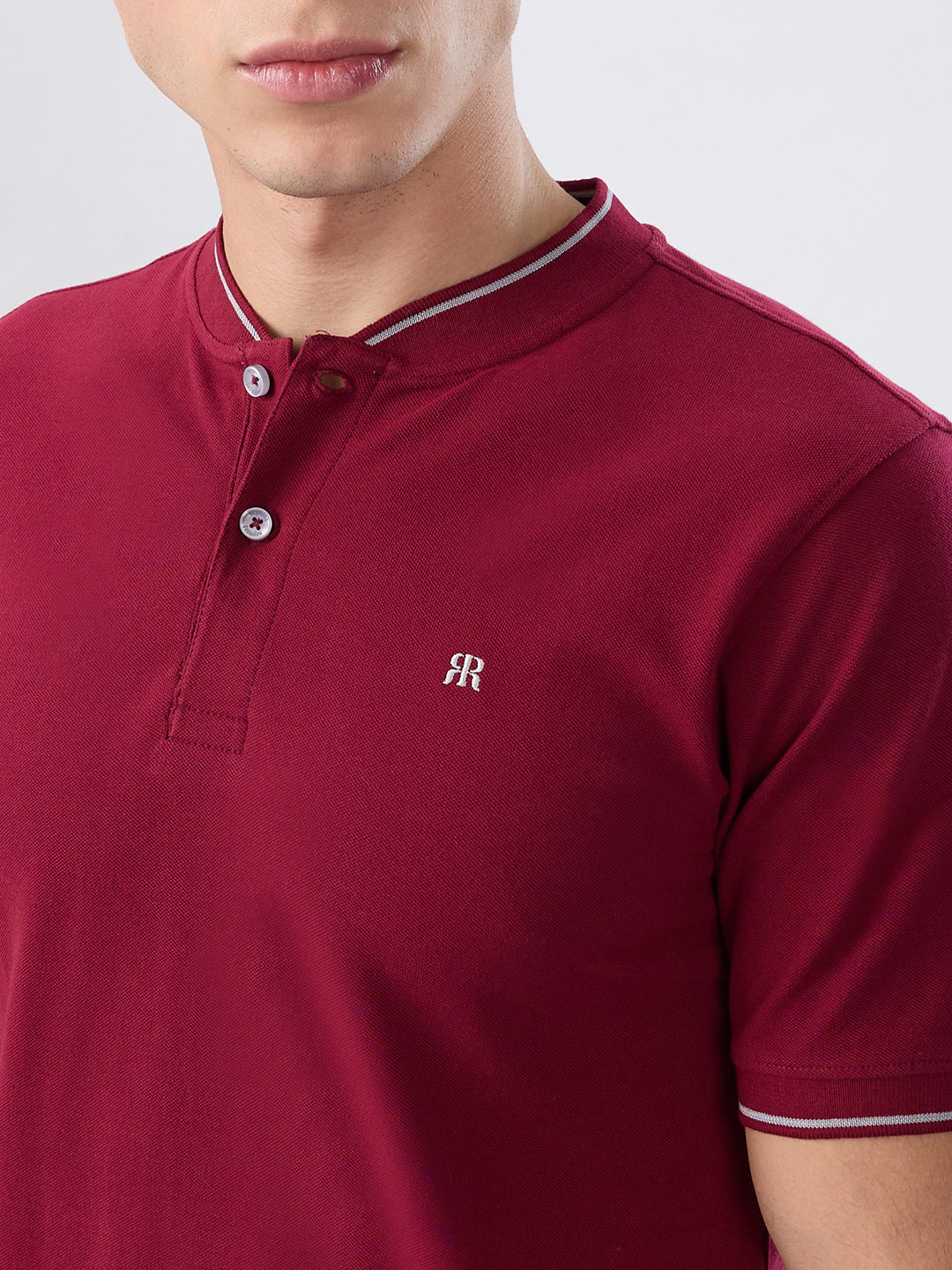 Raymond Men Maroon Modern Fit Solid Polo Neck Collar T-shirt