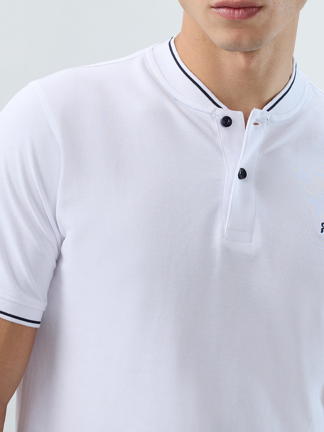 Raymond Men White Modern Fit Solid Polo Neck Collar T-shirt