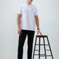 Raymond Men White Modern Fit Solid Polo Neck Collar T-shirt