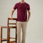 Raymond Men Maroon Regular Fit Solid Crew Neck Collar T-Shirt