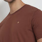 Raymond Men Brown Regular Fit Solid Crew Neck Collar T-Shirt