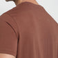 Raymond Men Brown Regular Fit Solid Crew Neck Collar T-Shirt