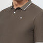 Raymond Men Green Modern Fit Solid Polo Neck Collar T-shirt