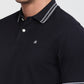 Raymond Men Blue Modern Fit Solid Polo Neck Collar T-shirt