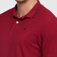 Raymond Men Red Modern Fit Solid Polo Neck Collar T-shirt
