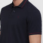 Raymond Men Blue Modern Fit Solid Polo Neck Collar T-shirt