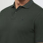 Raymond Men Green Modern Fit Solid Polo Neck Collar T-shirt