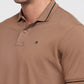 Raymond Men Brown Modern Fit Solid Polo Neck Collar T-shirt