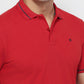 Raymond Men Red Modern Fit Solid Polo Neck Collar T-shirt