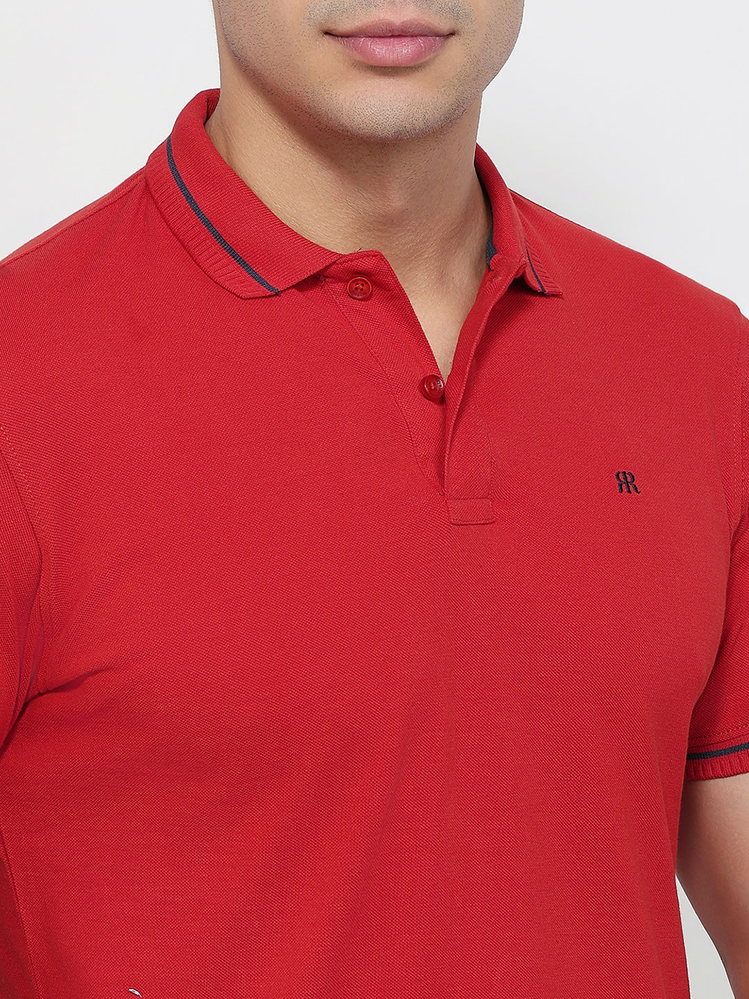 Raymond Men Red Modern Fit Solid Polo Neck Collar T-shirt