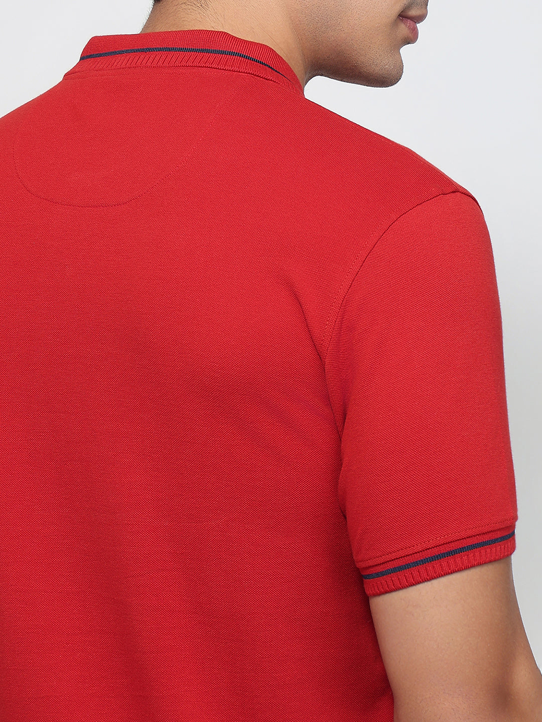 Raymond Men Red Modern Fit Solid Polo Neck Collar T-shirt