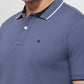 Raymond Men Blue Modern Fit Solid Polo Neck Collar T-shirt