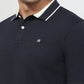 Raymond Men Blue Modern Fit Solid Polo Neck Collar T-shirt