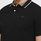 Raymond Men Black Modern Fit Solid Polo Neck Collar T-shirt