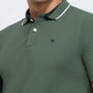 Raymond Men Green Modern Fit Solid Polo Neck Collar T-shirt
