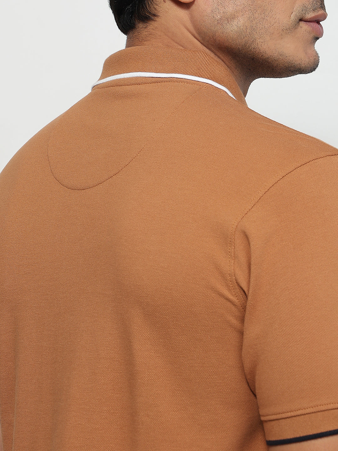 Raymond Men Brown Modern Fit Solid Polo Neck Collar T-shirt