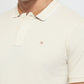 Raymond Men White Modern Fit Solid Polo Neck Collar T-shirt