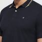Raymond Men Blue Modern Fit Solid Polo Neck Collar T-shirt