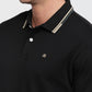 Raymond Men Black Modern Fit Solid Polo Neck Collar T-shirt