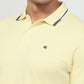Raymond Men Yellow Modern Fit Solid Polo Neck Collar T-shirt