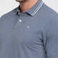 Raymond Men Blue Modern Fit Solid Polo Neck Collar T-shirt