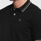 Raymond Men Black Modern Fit Solid Polo Neck Collar T-shirt