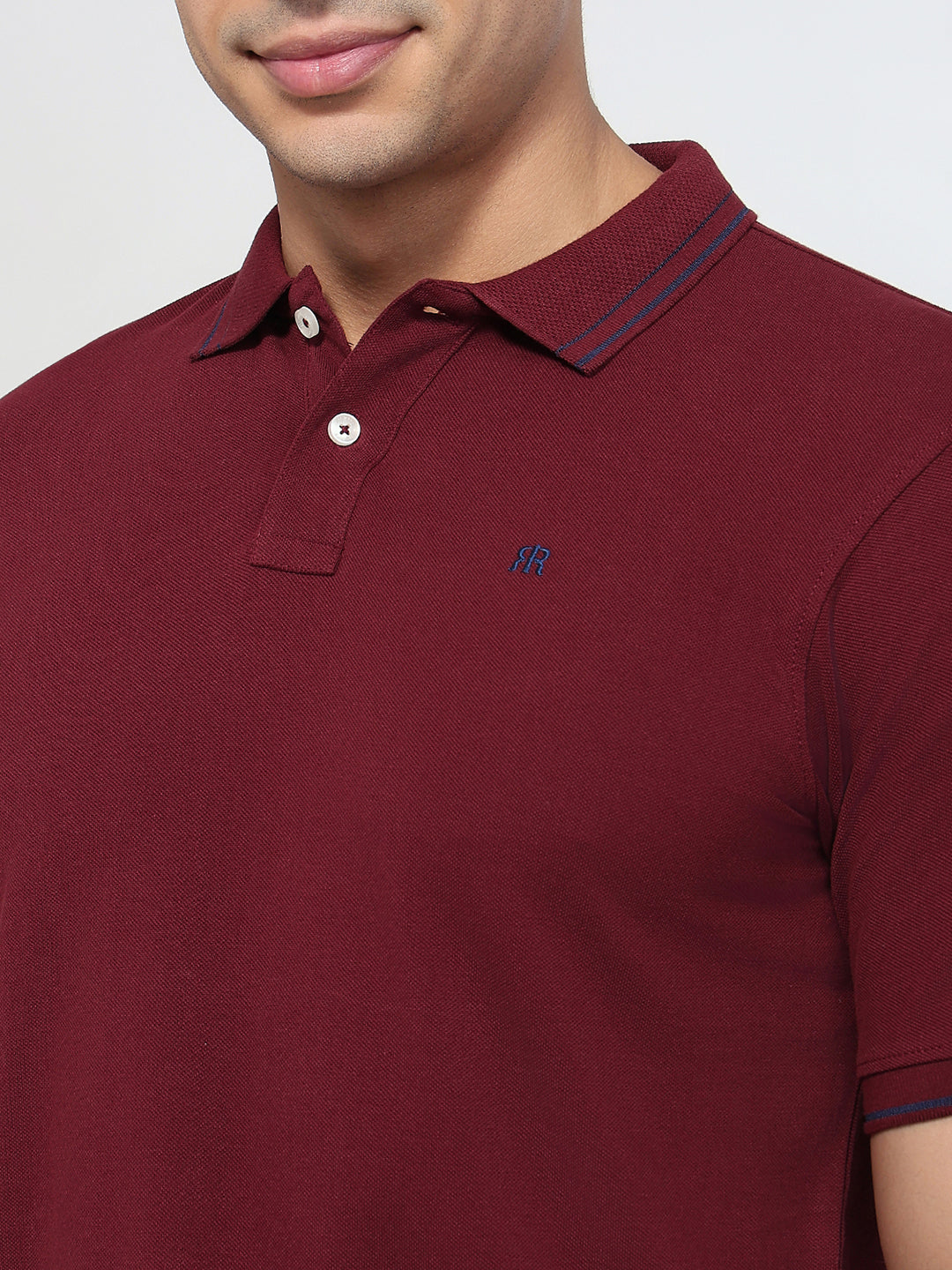 Raymond Men Maroon Modern Fit Solid Polo Neck Collar T-shirt