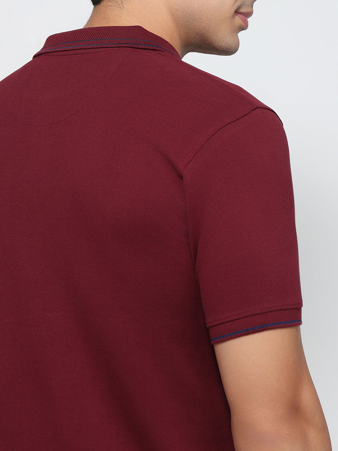 Raymond Men Maroon Modern Fit Solid Polo Neck Collar T-shirt