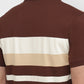 Raymond Men Brown Modern Fit Stripe Polo Neck Collar T-shirt