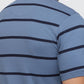 Raymond Men Blue Modern Fit Stripe Polo Neck Collar T-shirt
