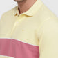 Raymond Men Yellow Modern Fit Stripe Polo Neck Collar T-shirt