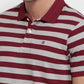 Raymond Men Maroon Modern Fit Stripe Polo Neck Collar T-shirt
