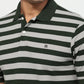 Raymond Men Green Modern Fit Stripe Polo Neck Collar T-shirt
