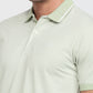 Raymond Men Green Modern Fit Stripe Polo Neck Collar T-shirt