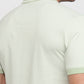 Raymond Men Green Modern Fit Stripe Polo Neck Collar T-shirt