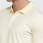 Raymond Men Yellow Modern Fit Stripe Polo Neck Collar T-shirt