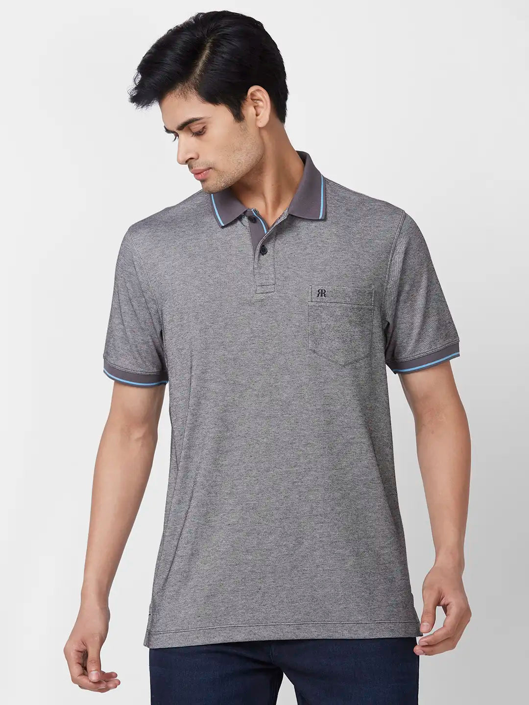 Raymond Contemporary Fit Solid Medium Green T-Shirt