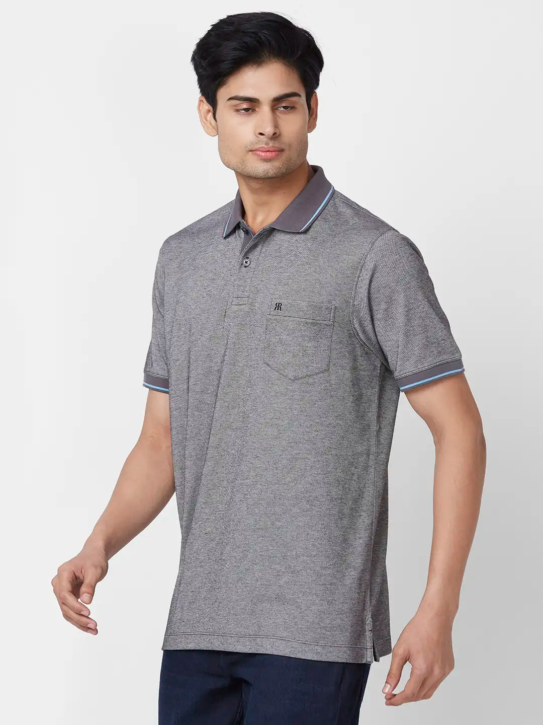 Raymond Contemporary Fit Solid Medium Green T-Shirt