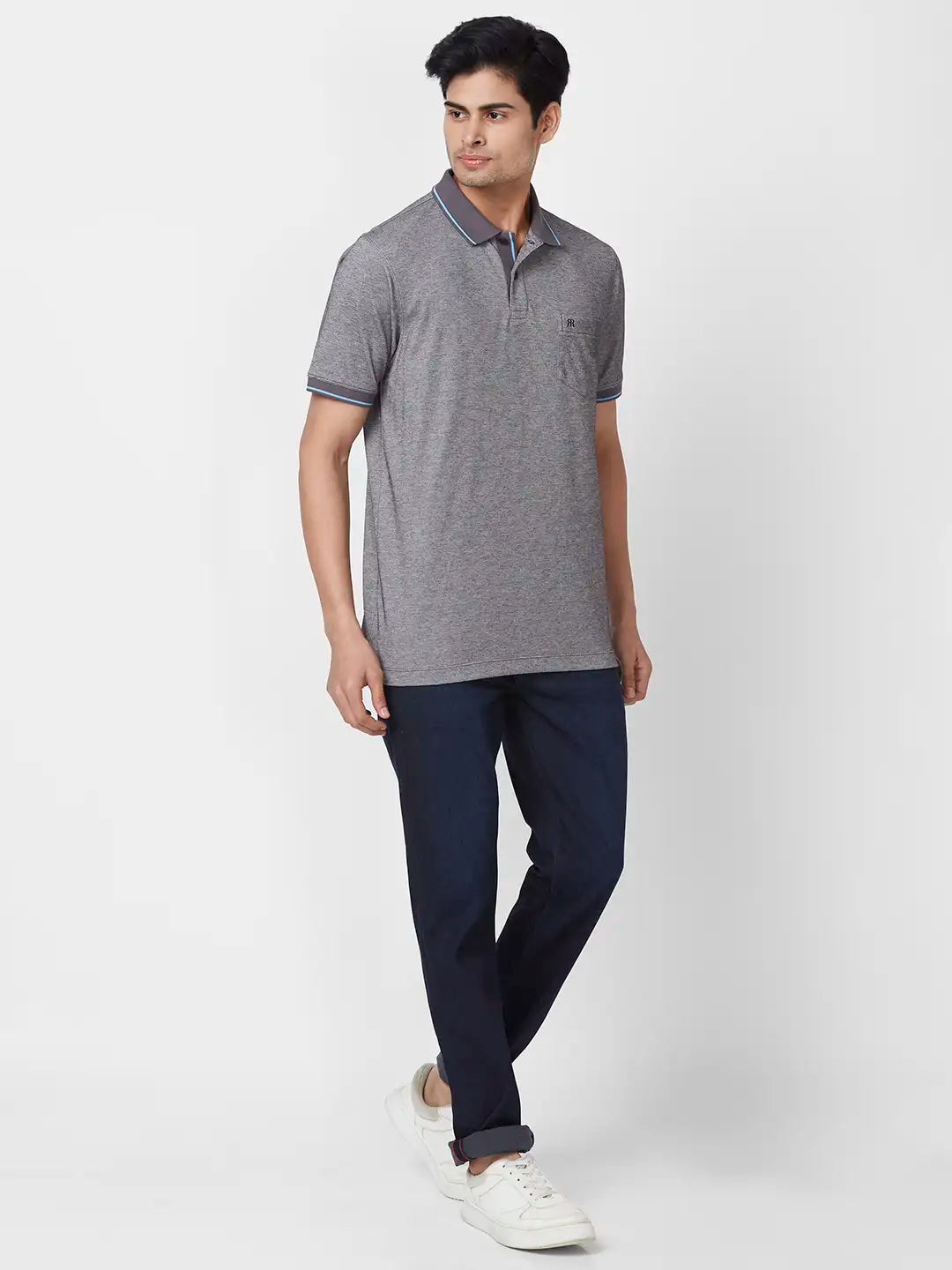 Raymond Contemporary Fit Solid Medium Green T-Shirt