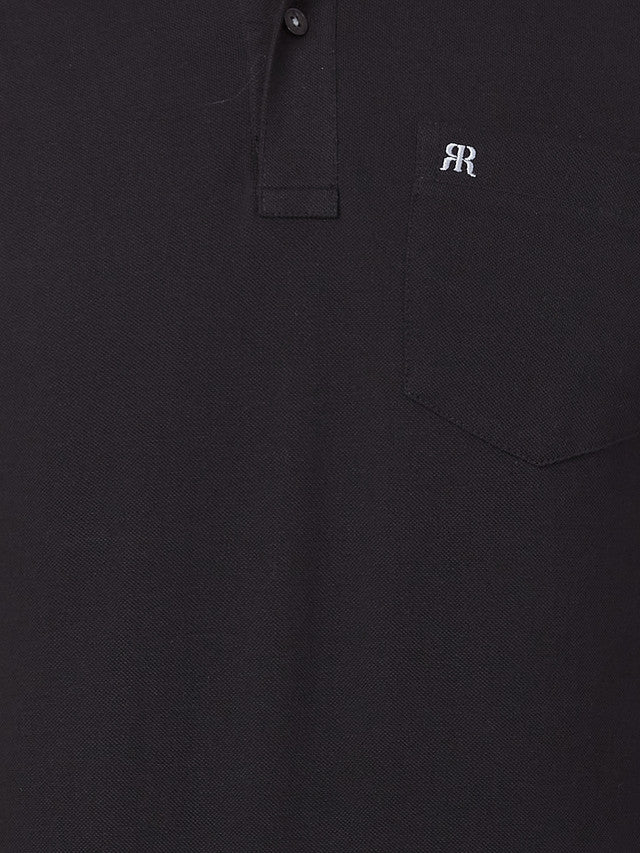 Raymond Black Solid Modern Fit Cotton T-Shirt