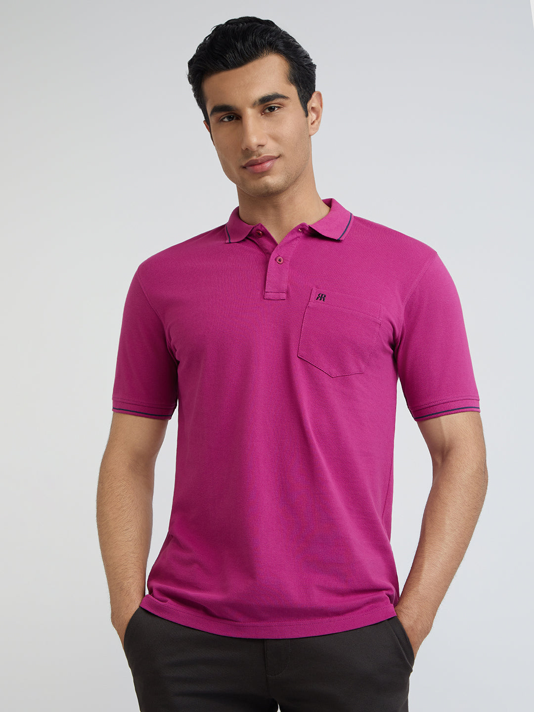 Raymond Red Solid Modern Fit Cotton T-Shirt