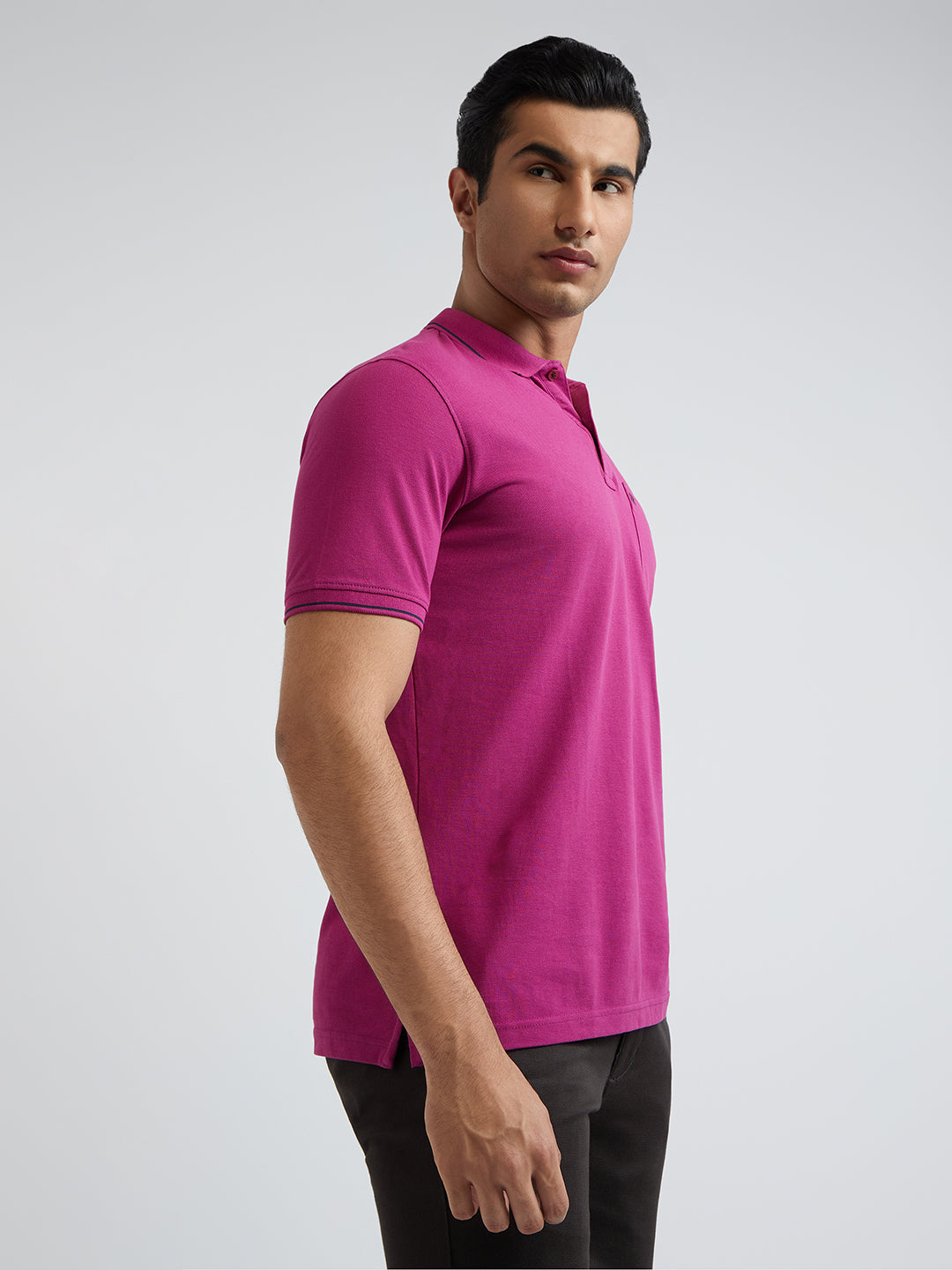 Raymond Red Solid Modern Fit Cotton T-Shirt