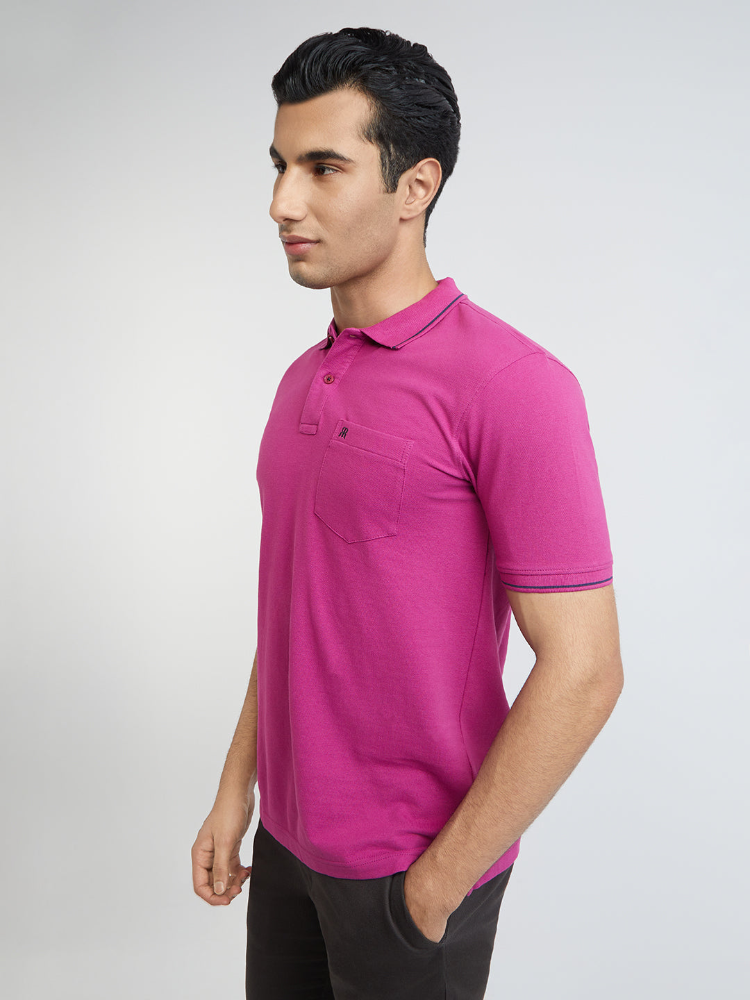 Raymond Red Solid Modern Fit Cotton T-Shirt