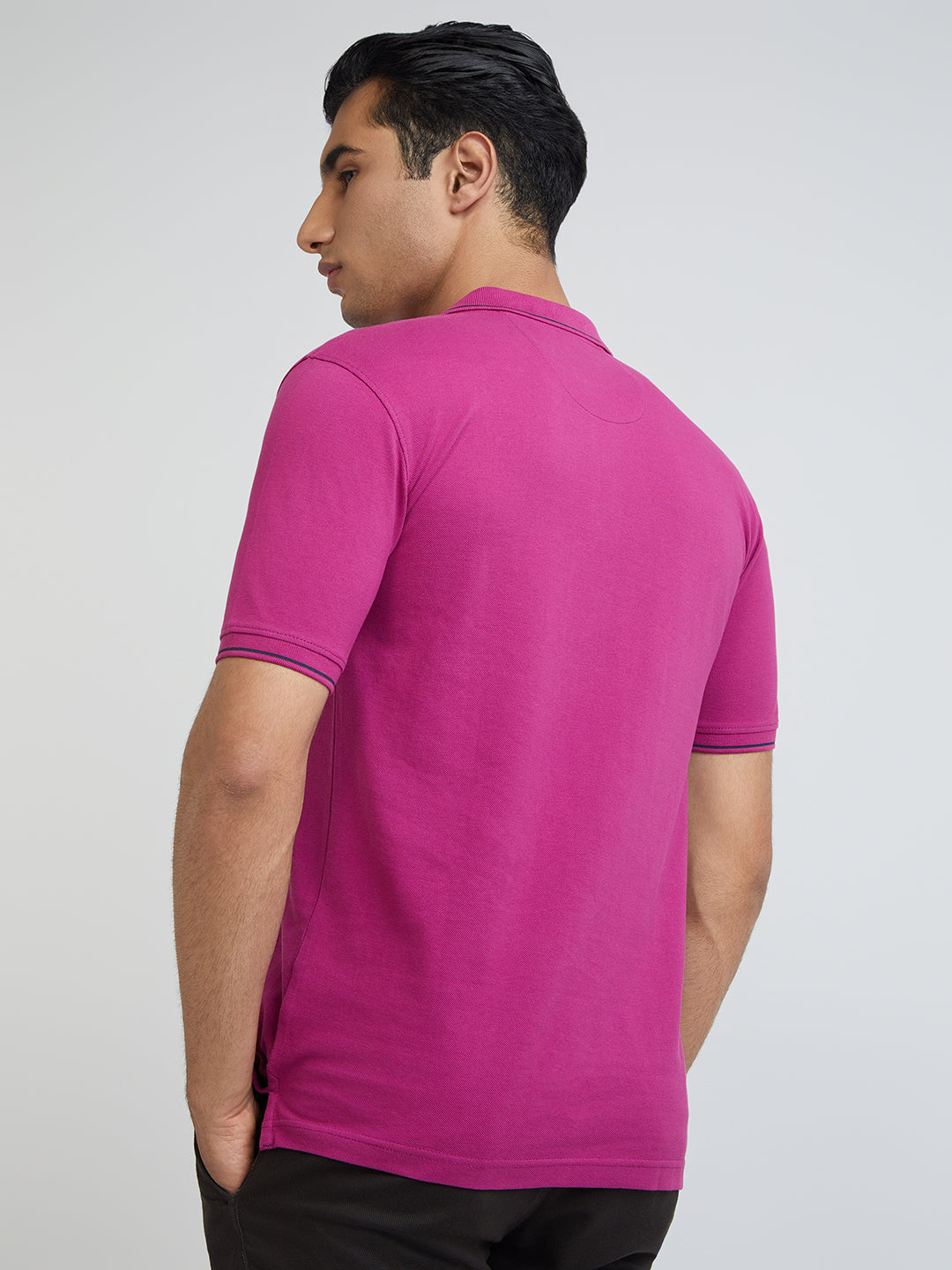 Raymond Red Solid Modern Fit Cotton T-Shirt