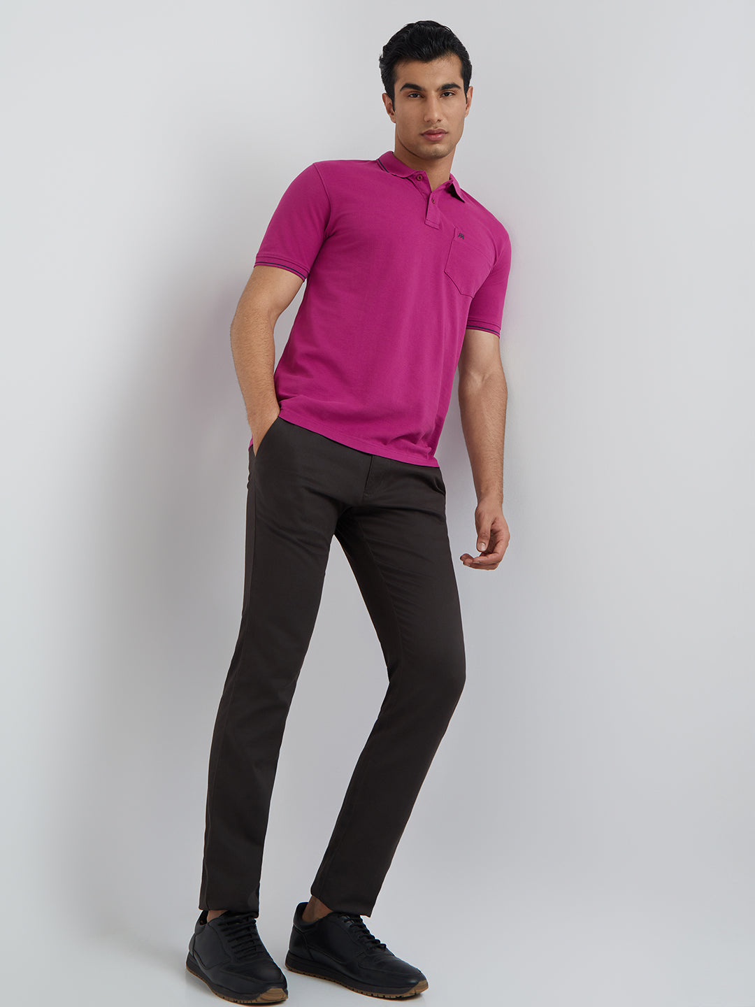 Raymond Red Solid Modern Fit Cotton T-Shirt