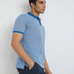 Raymond Men Blue Modern Fit Solid Polo Neck Collar T-Shirt