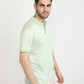 Raymond Men Green Regular Fit Jacquard Polo Neck Collar T-Shirt