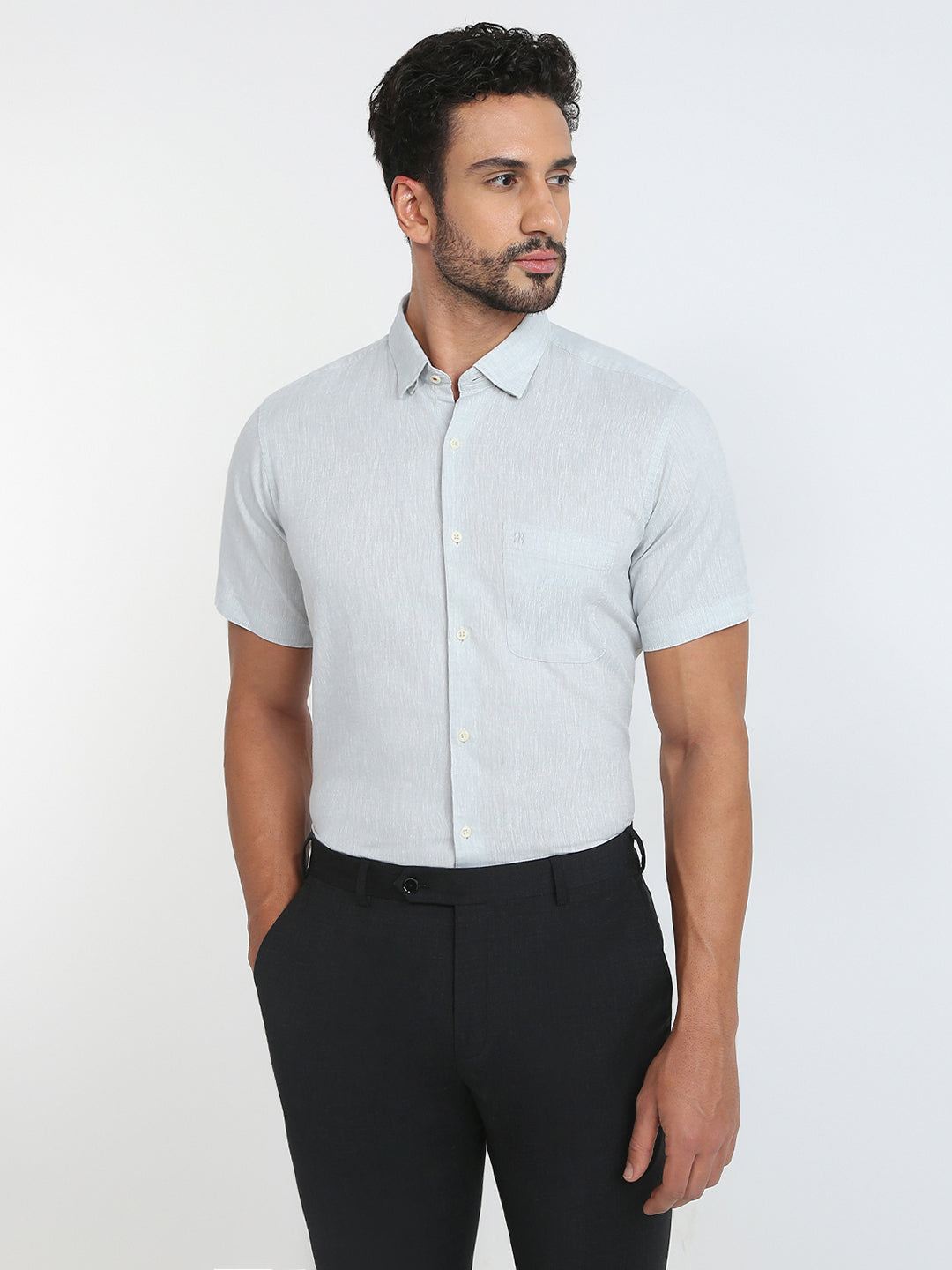 Raymond Men Grey Regular Fit Chambray Casual Shirt – MyRaymond