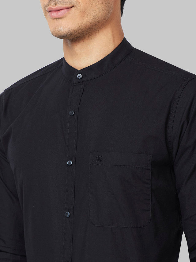 Raymond Black Solid Slim Fit Full Sleeve Cotton Shirt